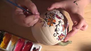 Day of the Dead pumpkin speed paint  dia de los muertos sugar skull [upl. by Westerfield]