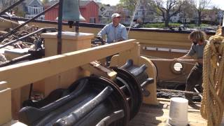 Using the windlass to raise the mizzen topmast [upl. by Aekim825]