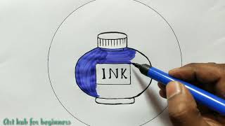 Step by step Ink pot drawing  Ink pot drawing for beginners [upl. by Rola]