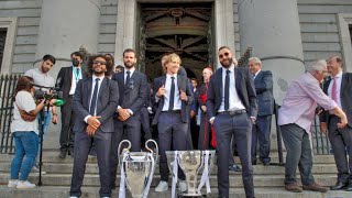 Real Madrid visit the Almudena cathedral and offer their Champions League trophy to Mother Mary 🏆🤍 [upl. by Smoht]