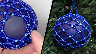 Easy DIY Christmas Bauble with Beads  Beginners Beading Tutorial [upl. by Merton873]