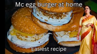 McDonalds egg burger at home 🍔  Mc egg burger recipe  Egg tikki burger [upl. by Suirad64]