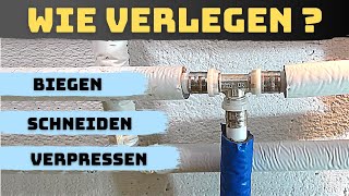 Wasserleitung verlegen  verlängern  Pressfitting TStück mit Alu Verbundrohr verpressen Teil 2 [upl. by Fronnia209]