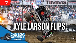 Kyle Larson Upside Down In Wild Double Flip  2024 Chili Bowl Nationals [upl. by Yanaton]