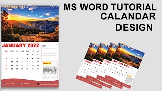 Ms Word Tutorial  Wall Calendar Design 2022 ms word  How to make Calendar Design in ms word [upl. by Simah]