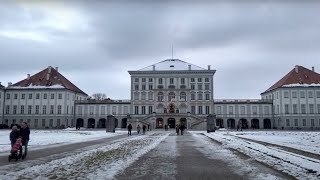 Walking around Nymphenburg Palace and Park in Winter Munich [upl. by Ytirahs]