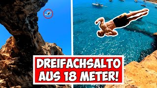 18 Meter TRIPLES Wilde Tricks an der CALA VARQUES  Klippenspringen Mallorca [upl. by Belcher]