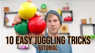 Learn 10 EASY 3 Ball Juggling Tricks  Beginner Tutorial [upl. by Drhacir]