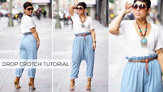 DIY PAPER BAG DROP CROTCH PANTS TUTORIAL [upl. by Ocana430]