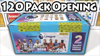 120 PACK BOX OPENING  NEW Panini PREMIER LEAGUE 2024 Sticker Collection  Box Break 3 Parallels [upl. by Erdnad]