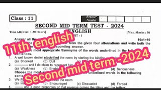 11th english second mid term test question paper 2024 [upl. by Mala]