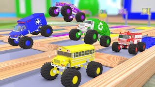 Learn Colors with Monster Truck Racing for Toddlers to Learn the Colors and have Fun [upl. by Acirtap915]