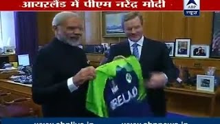 Dublin Ireland Irish PM Enda Kenny presents a jersey to PM Narendra Modi [upl. by Suzi]