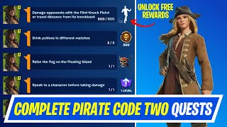 Fortnite Complete Pirate Code Two Quests  How to EASILY Complete Cursed Sails Quests Challenges [upl. by Burgwell]