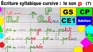 Cahier d’écriture  le son p syllabe et mots gs cp ce1 ce2 7 [upl. by Staford225]