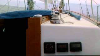 Westsail 32 reefed main and staysail in 18k wind [upl. by Drofliw]