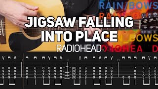 Radiohead  Jigsaw Falling Into Place Acoustic Guitar lesson with TAB [upl. by Nodroj]