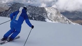 Andrea Mammarella Italian national Ski instructor warming up in Stelvio Pass Glacier 🇮🇹 [upl. by Cave]