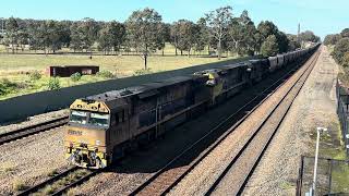 Pacific National 9318 9202 TT130 T418G Empty coal Metford Station [upl. by Sum]