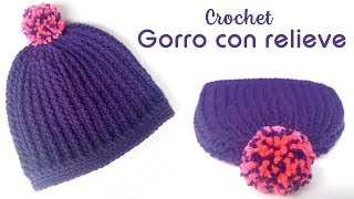 Gorro a crochet con relieve [upl. by Niatsirhc302]