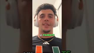 Xavier Restrepo On Being Compared To Miami Greats miamifootball cfb collegefootball [upl. by Direj600]