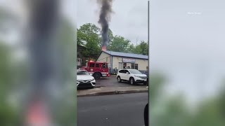 Fire damages building in WilkesBarre [upl. by Goddard879]