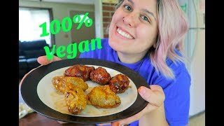 VEGAN CHICKEN WINGS lil mukbang [upl. by Esaj152]