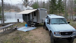 Cargo Trailer Camping Lakeside  Spring Storm [upl. by Idur]