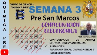 CONFIGURACION ELECTRONICA SEMANA 3  PRE SAN MARCOS [upl. by Aneba]