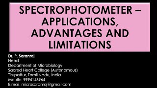 Spectrophotometer  Applications Advantages and Limitations [upl. by Edea]