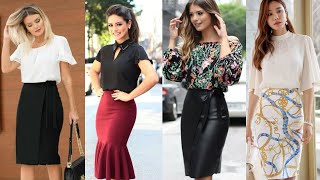 COMO VESTIR A LA MODA CON FALDA Y BLUSA ELEGANTE LOS MEJORES LOOKS FORMALES Y ELEGANTES CON FALDAS [upl. by Noraha]