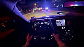 Straight Piped Infiniti M56 G37 and Hellcat gets PULLED OVER Night POV 4K [upl. by Ogilvy]