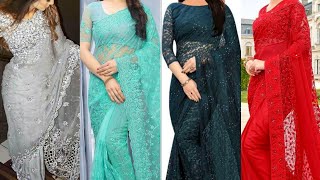 Latest Net Saree Designs 2020Net Saree Designs Collection 2020Latest Indian Net Saree Designs [upl. by Reagen]