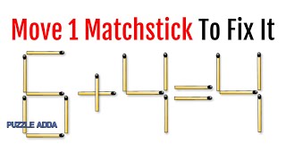 MatchStick Puzzle with answers  Move 1 Matchstick to fix it [upl. by Oicaro390]