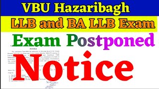 LLB amp BA LLB Exam notice। LLB Exam Postponed VBU Hazaribagh। Legal Study। VBU Hazaribagh। llb ballb [upl. by Ahsait]