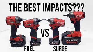 Milwaukee Impact Drivers  M18 VS M12  FUEL VS SURGE  Standard VS Hydraulic [upl. by Lebama]