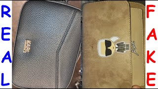 Karl Lagerfeld bag real vs fake review How to spot fake Lagerfeld purse wallets and bags [upl. by Eirdua]