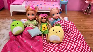 Sleepover at Chelsea  Elsa amp Anna toddlers  Barbie surprise toys  bedtime routine [upl. by Bolton]