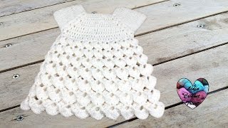 Robe point en relief crochet toutes tailles  Dress all sizes crochet english subtitles [upl. by Tan]