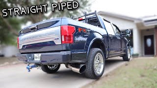 30 Powerstroke straight piped 2019 f150 Deleted and Tuned 4quot straight pipe to 8quot tip [upl. by Frederiksen]