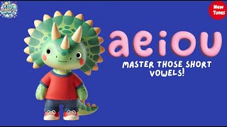 Short Vowels Fun Phonics Song with Cute Dinosaur for Kids a e i o u [upl. by Aivatnohs359]