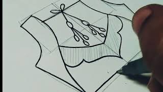 fashion illustrationsketch developmentsaree Blouse designing [upl. by Nilrev]