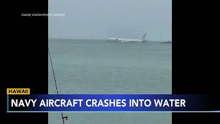 Navy plane ends up in ocean after overshooting runway in Hawaii all 9 aboard escape unharmed [upl. by Ark]