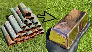 Melting Copper  Backyard Bullion  ASMR Metal Melting  Huge Copper Bar  BigStackD Casting [upl. by Higbee]