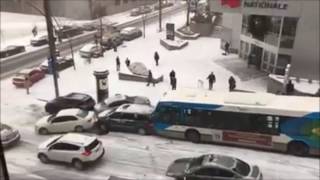 MONTREAL CANADA CRAZY FUNNY SNOW amp ICE CAR ACCIDENT  Funny Pileup 20161205 Bonus Footage [upl. by Iru237]