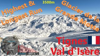 4K Skiing Val d’Isère Tignes Grande Motte Glacier  Highest and Longest Run France GoPro HERO11 [upl. by Abert]