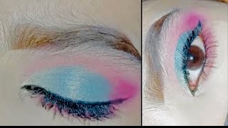 pink and blue eye makeup for beginnerseasy and simple eye makeuphoorbeautysalon1804 [upl. by Anivlis546]