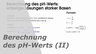 Berechnung des pHWerts Teil 1 wässrige Lösungen starker Säuren [upl. by Gaudet997]