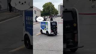 Security guard teaching a driverless car the route in China [upl. by Modestia32]