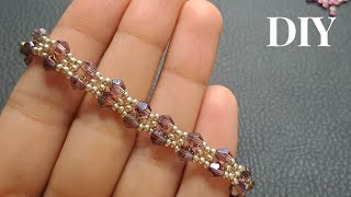 Easy Seed Bead Bracelet Tutorial for Beginners How to Make Bracelets with Beads and Crystals [upl. by Meris]